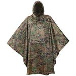 USGI Industries Military Style Poncho Multi Use Rip Stop Camouflage Rain Poncho, Marpat, One Size