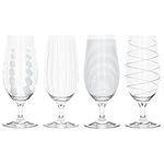 Mikasa Cheers Craft Beer Glasses, Crystal, Silver Design, 460ml, Set of 4