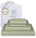 Threadmill Egyptian Cotton Queen Sheet Set | 100% Certified Egyptian Cotton Sheets for Queen Size Bed | Snug Fit Deep Pocket Queen Bed Sheets Set | Soft Cooling Sateen Bedding Set | Sage Green