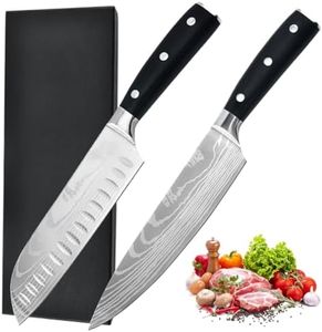 Chef Knife 8 Inch Kitchen Knife Ultra Sharp Santoku Knife 7Cr17Mov Japanese Chefs Knife Ergonomic Pakkawood Handle Knives Choice & Kitchen Gadgets