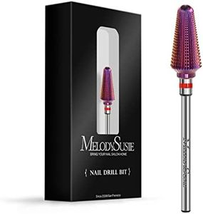 MelodySusie Professional Tornado Nail Drill Bits, 3/32'' Carbide Tungsten Multi-function Bits, Suitable for Manicure Pedicure Cuticle Gel Polishing, Salon Bits, Purple, Series Bit-X, Fine