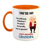 FurnishFantasy You're 80 ! You Still Look Fabulous! Ceramic Coffee Mug - Best Birthday Gift for Grandpa/Grand Father - Color - Orange (0204)