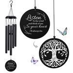 Sympathy Wind Chimes for Loss of Loved One, Memorial Windchimes for Lost Father Mother Friends, Remembrance Bereavement Gift with Card, in Memory Deep Tone Metal Windchime for Garden Outdoor