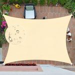 Hitish Waterproof Sun Shade Sail, 6.5’ x 10' Rectangle Shade Sail Canopy UV Block for Patio, Garden, Backyard, Lawn, Outdoor Activities(Beige)