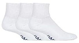 IOMI - 3 Pairs Extra Wide Cotton Cushioned Short Ankle Diabetic Socks for Swollen Feet and Legs (6-8.5 UK, White (Short))