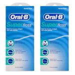 Oral Superfloss 50 Pre-Cut Strands, Pack of 2 Dental Floss Ideal for Braces, Bridges and Wide Spaces 100 Strands in Total