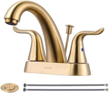 WOWOW 4 Inch Bathroom Faucet Brushed Gold Bathroom Sink Faucet Centerset Vanity Faucet with Lift Rod Drain Modern Mixer Tap Rv Sink Faucet