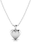 TURQ N TAUPE 925 Sterling Silver Heart Pendant Necklace for Women and Girls - everyday wear gifts for her, 18 Inch, Sterling Silver, No Gemstone