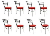 KITHANIA Chairs for Dining Table, Steel Chair, Dining Chair with Cushion Comfortable Multi-Purpose Chair Heavy Duty for Cafe, Study, Visitor Desk, Bar Chair (8, Red, Standard)