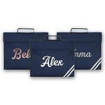 Personalised Book Bag School Kids Children's Boys Girls Junior Toddlers Any Name Glitter Lunch Organiser Swimming P.E Bag Script (Navy)