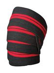 Harbinger Weight Lifting Knee Wrap, Maximum Knee Support, Strength Training Equipment, Red/Black, Pack of 2, 78-Inch