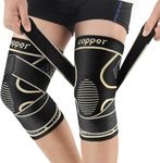 Docbraces Copper Knee Braces with Strap for Knee Pain Women and Men(2 Pack), Knee Compression Sleeve for Arthritis, ACL, Meniscus Tear, Joint Pain Relief, Knee Support for Working, Running, Weightlifting (Medium)