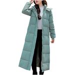 AMhomely Women Long Quilted Coat Hooded Maxi Length Long Sleeve Puffer Jacket Padded Coat Winter Outerwear Down Jackets