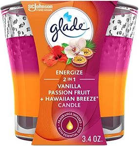 Glade 2-in-1 Candle, Vanilla Passion Fruit and Hawaiian Breeze, Scented Candle Infused with Essential Oils, 1 Count