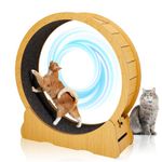 Outopee Large Cat Wheel for Indoor Cats, 39-inch Cat Treadmill with Safety Lock and Carpeted Runway for Pet's Fitness and Health, Natural Wood