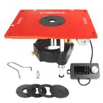 O'SKOOL Motorized Router Lift for 3-1/2" Routers, Fits BOSCH RA1181 RA1171 Tables, Digital Controller, 5 Insert Rings, Micro-Adjustment, CNC Aluminum Plate, RTS023