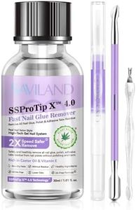 SAVILAND Fast Nail Glue Remover Kit: 30ml Press On Nail Remover 4Pcs Cuticle Tools Easy Removal of Nails Glue and Acrylic Nails Tips Debonder Serum and Cuticle Oil Pen