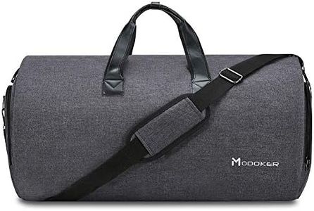 Modoker Convertible Garment Bag with Shoulder Strap, Carry on Garment Duffel Bag for Men Women - 2 in 1 Hanging Suitcase Suit Travel Bags, Black, 45L Duffel Bag, Soft