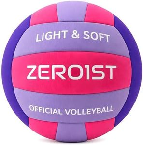 ZERO1ST Soft Volleyball for Kids Youth Beginners Soft Silent Fabric Volleyballs for Indoor Practice Safe & Light Perfect for House Yard Training Practice Games Holiday Gifts(Deflated,Size 5)