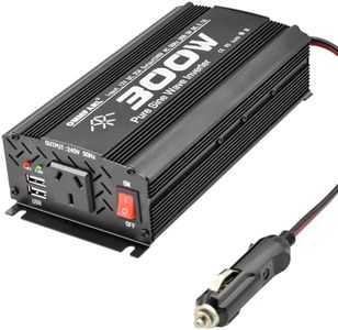 OMMFARL 300W Pure Sine Wave Inverter 12V DC to 240V AC Car Plug Inverter Adapter, Car Charger Power Converter with 4.2A Dual USB Charging Ports and 1 AC Outlet for RV Truck Home