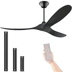 XCWIIE 60'' Ceiling Fan Black Ceiling Fan No Lights, Outdoor Damp Ceiling Fan for Patios Indoor 3 Blade Large Airflow Ceiling Fan, Large Ceiling Fan For Exterior House Gazebo Living Room Bedroom