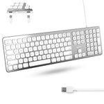 Macally USB Wired Keyboard for Mac - Compatible Apple Keyboard with USB Hub (2X Ports) - Full-Size Mac Keyboard with Number Pad - Plug & Play for MacBook Pro/Air, iMac - Aluminum Frame