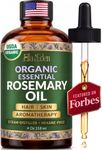 Ella & Eden Organic Rosemary Essential Oil for Hair with Glass Dropper 4 Fl Oz | 100% Pure Cold-Pressed USDA Certified Hexane-Free Natural Rosemary Oil for Hair Growth Skin Aromatherapy