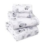 Sleepdown 100% Cotton Flannel Sheets King - Warm & Cozy Ultra Soft Velvet Plush 170 GSM Heavyweight Anti-Pill Flannel King Size Bed Sheets, 16" Extra Deep Pocket Fitted Sheet - King, Penguin