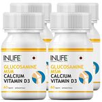 INLIFE Glucosamine Tablets for Joint | With MSM Calcium & Vitamin D3 | Cartilage, Bone Health Supplement - 60 Tablets (Pack of 4, 240)