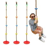 HYGRAD Garden Outdoor Kids Climbing Rope 2m / 6.5ft Kids Climbing Tree Swing with Foot Holder Platforms Disc Swing Seat For Kids over 3 Years Support 220lbs