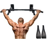 ALLYSON FITNESS Wall Mounting Pull up Bar - Chin Up Bar Solid Fitness with Ab Straps Combo Accessory for Home Gym.