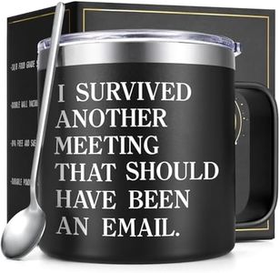 Gtmileo I Survived Another Meeting That Should Have Been An Email 14oz Insulated Coffee Mug, Funny Coffee Mug, Christmas Birthday Office White Elephant Gifts for Men Coworker Boss Employee Dad, Black