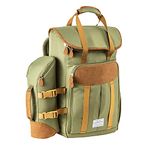 IceMax Picnic Cool Bag Backpack Insulated Picnic Cooler Bag 25L - Removable Bottle Carrier- Leave only Footprints Recycled RPET Polyester (Olive Green)