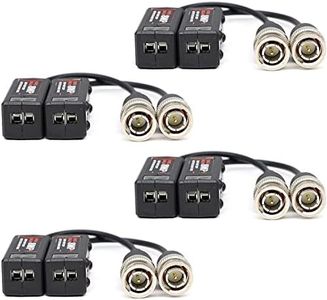 ANLINK 4 Pairs 4K 8MP HD Passive Video Balun Connectors, CCTV BNC Passive Video Balun Transceiver for BNC Male Cable via CAT5/5E/6 Twisted Pair Transmitter CCTV Camera System (4 Pairs, Screw Type)