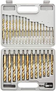 Tooluxe 10055L Titanium Coated Hex Shank Drill Bit Set, 30 Piece | Quick Change Design 1/16" - 1/2"