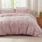 Bedsure Boho Duvet Cover Queen - Cationic Dyed Tufted Duvet Cover, 3-Piece Shabby Chic Boho Bedding Duvet Cover for All Seasons (Dusty Rose, Queen, 90"x90")