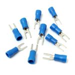 RT SENSE - Fork Type Copper Wire Lug, Furcate Fork Terminals Insulated Connectors, Battery Cable Ends, Fit Cable Size: 4.3 sqmm - Fork size (Inner 3.2 mm - Outer 5.7mm) (Color: Blue) (Pack of 100)