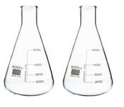 ABGIL BOROSILICATE GLASS CONICAL FLASK ERLENMEYER NARROW MOUTH GRADUATED. 500ML CAPACITY.. SET OF 2 UNITS IN A BOX