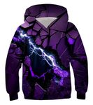 Kinberr Hoodies for Teens Boys Girls Purple Lightning Geometric Hooded Sweatshirt 3D Cool Novelty Funny Hoody for Winter