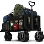 300L Foldable Wagon - Heavy Duty Collapsible Cart - Beach Trolley on Wheels All Terrain - Camping Garden Transporter - Large Capacity Folding Utility Pull Along Outdoor Car Boot