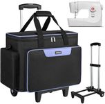 LEFOR·Z Rolling Sewing Machine Case with Wheels,Sewing Machine Carrying Bag,Trolley Tote Bag Fits for Most Standard Singer,Brother,Janome Sewing Machine and Accessories,Black