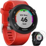 Garmin Forerunner 45 GPS Running Watch 42mm Lava Red (010-02156-06) with Deco Gear Forerunner 45/S Tempered Glass Screen Protector 2-Pack