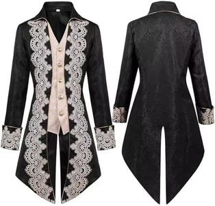 Inmeilifus Men's Medieval Costume Halloween Renaissance Steampunk Jacket Tailcoat Vintage Gothic Tuxedo Victorian Costume (Black, XX-Large)