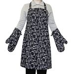 Home Beyond & HB design – 3-Piece Oven Mitts Plus Apron Set – 100% Cotton, Black