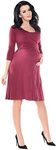 Purpless Maternity Pregnancy & Nursing Skater Dress SF7240 (18, Burgundy)