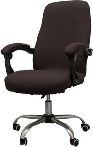 Melaluxe Office Chair Cover with Arm Covers - Universal Stretch Desk Chair Cover, Computer Chair Slipcovers (Size: L) - Coffee