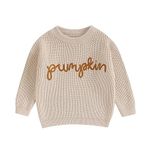 ZZLBUF Infant Toddler Baby Girl Boy Chunky Knit Sweater Merry Pullover Sweatshirt Jumper Tops Christmas Outfits (Pumpkin, Apricot, 12-18 Months)