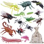 OOTSR 15 Pieces Plastic Realistic Insects and Worms Spider Crickets for Children for Education, Halloween, Toy Themes, Parties, Birthday Gifts