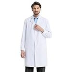 Men's White Lab Coat Unisex Scientist School Workwear Long Sleeve Adult Lab Coat Uniform (White, X-Large)