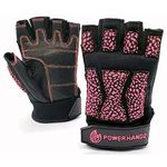 POWERHANDZ Power to Fight Weighted Fitness Gloves for Women Weightlifting, Gym, Fitness Training, Fingerless, Non Slip, Gel Grip, Pink/Black (Medium)